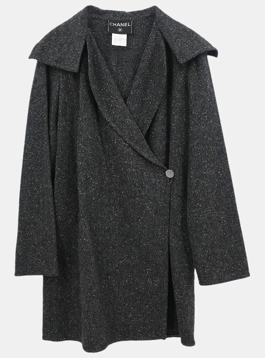 Chanel Double Breasted Jacket Gray 99A #34