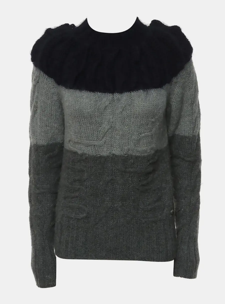 Chanel Grey/Navy Alpaca Knitted Sweater FR 36