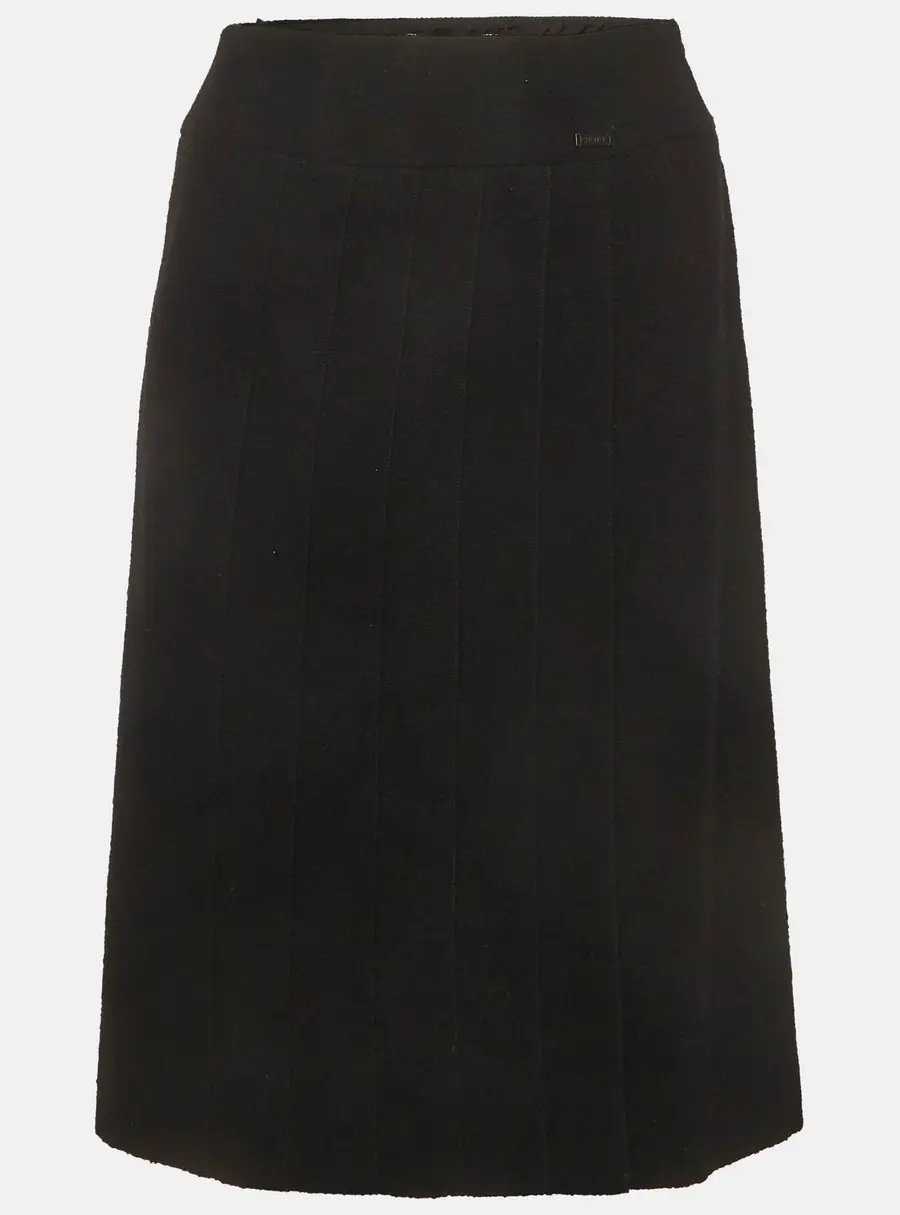 Chanel Vintage Black Boucle Wrap Knee Length Skirt S