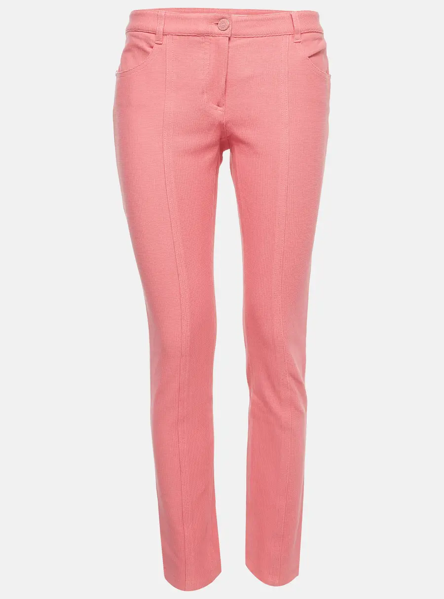 Chanel Pink Cotton Knit Regular Fit Trousers M