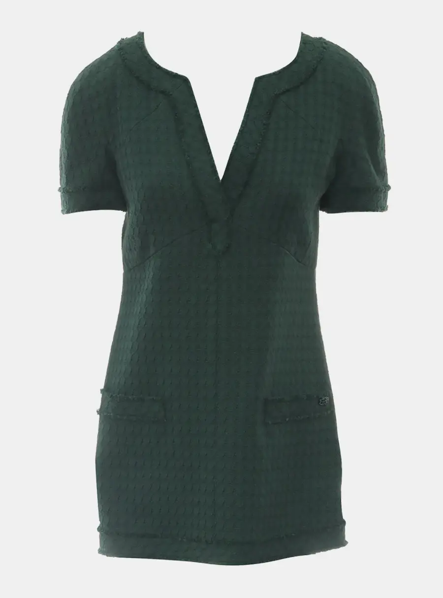 Chanel V-Neck Short Sleeve Tunic Mini Dress