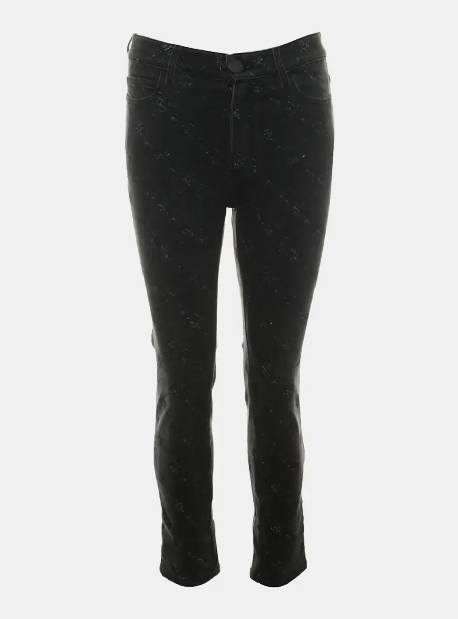 Chanel Cotton Dark Grey Printed Jeans FR 38