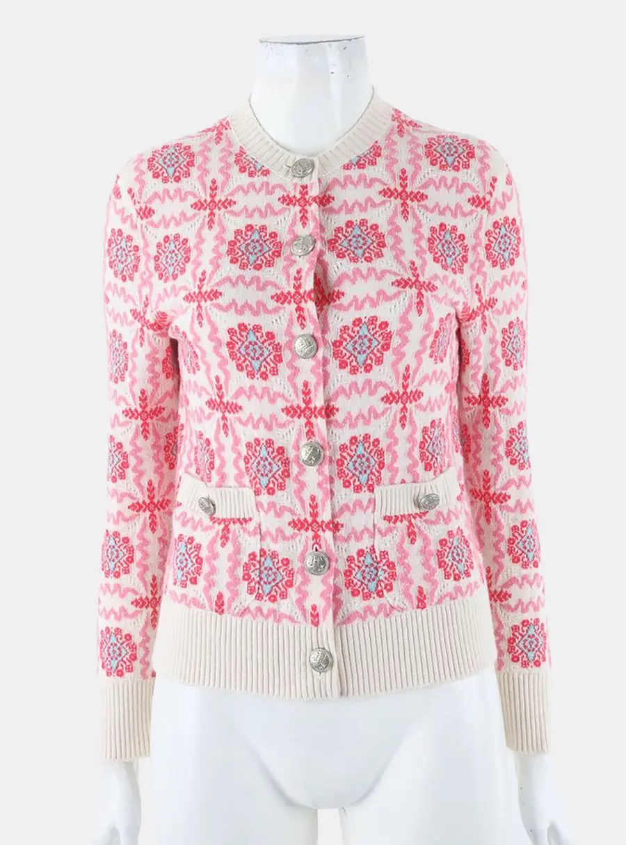 Chanel Multicolor Cashmere Cardigan Size S