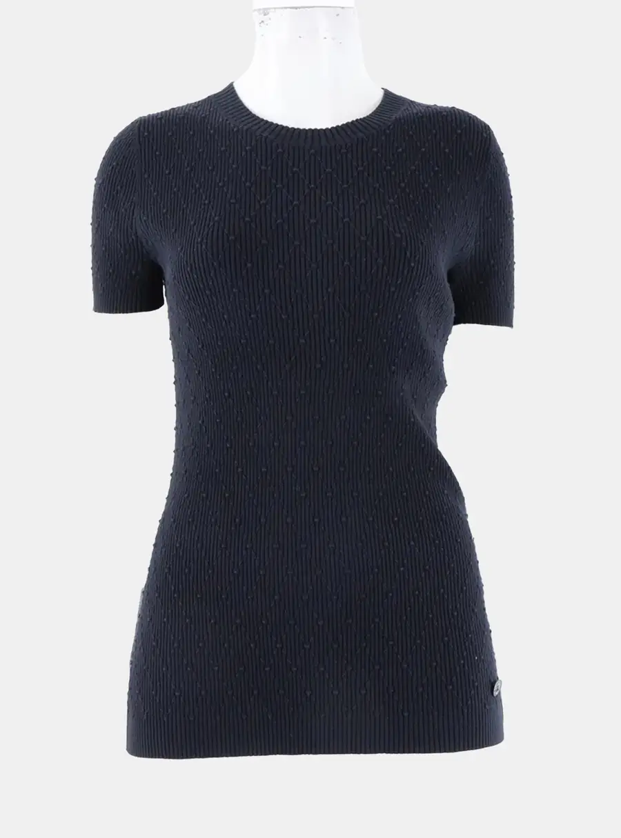 Chanel Cotton Navy Blue Knit Top IT/EU 38