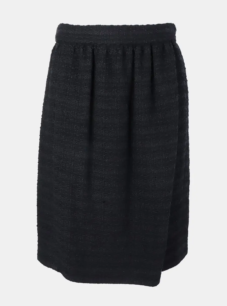 Chanel Black Tweed Buttoned Up Skirt Size M