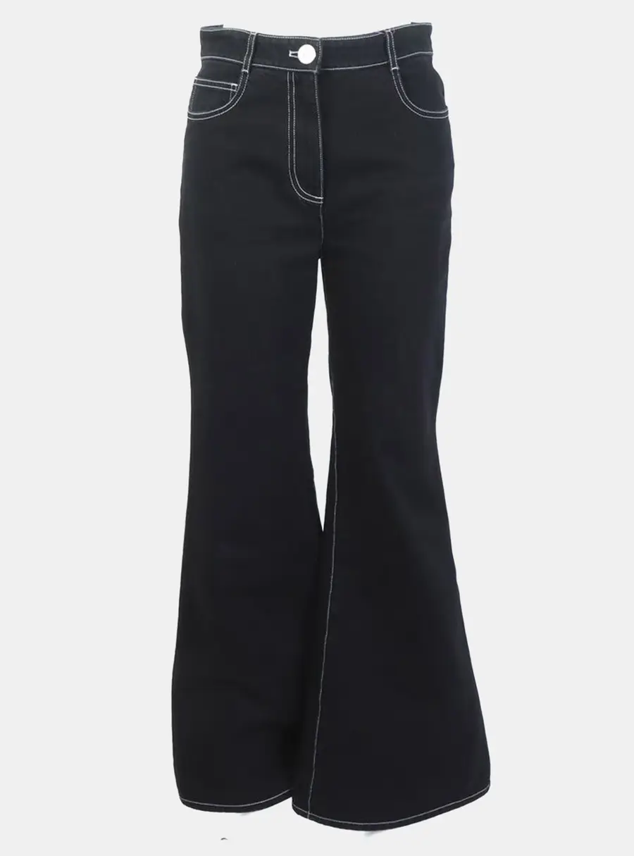 Chanel Black Cotton Flared Pants IT 34