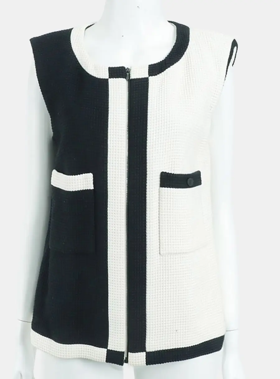 Chanel Black/White Zip-up Vest FR 40