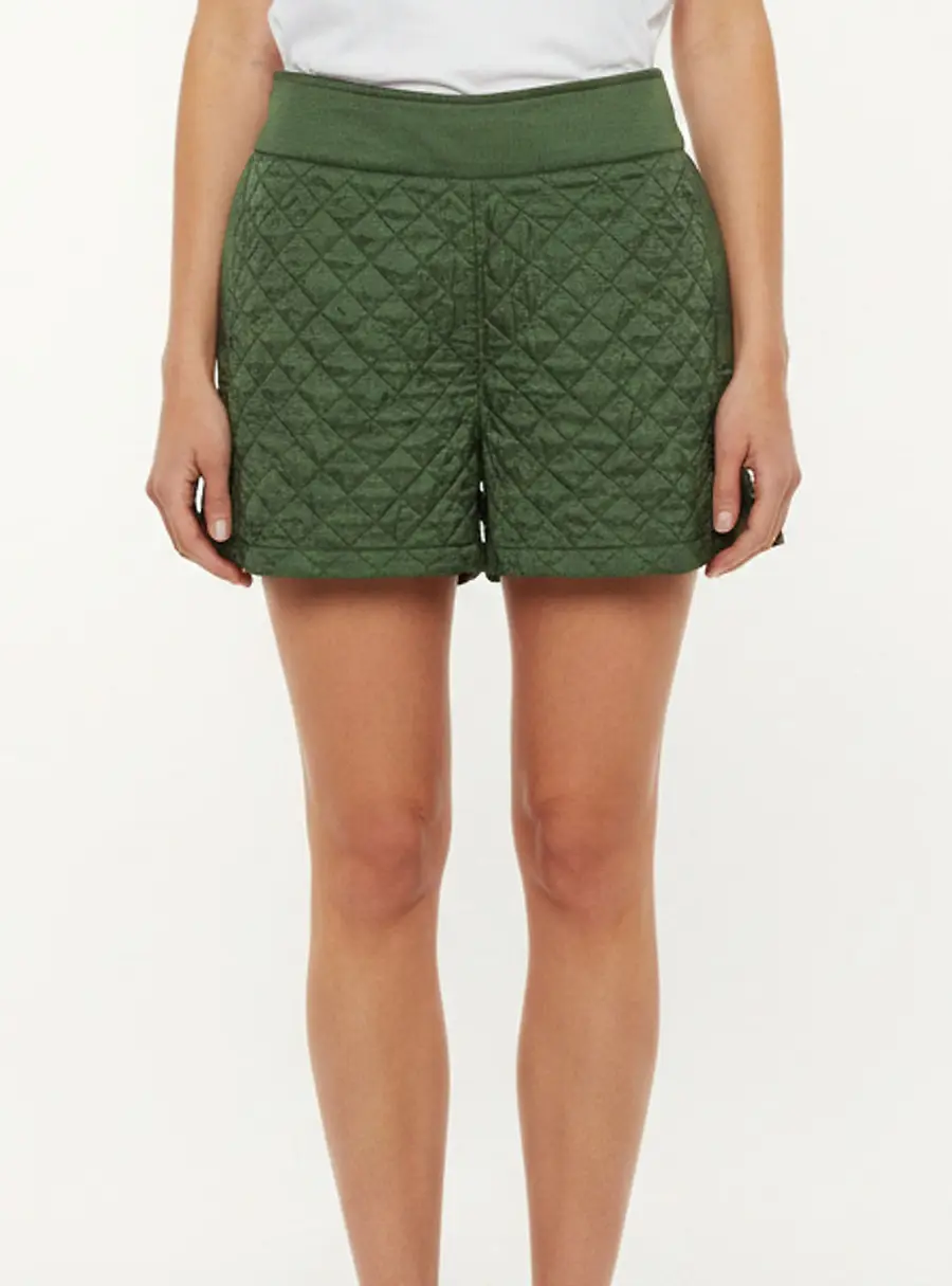 Chanel x Karl Lagerfeld Green Nylon Diamond Quilted Shorts M