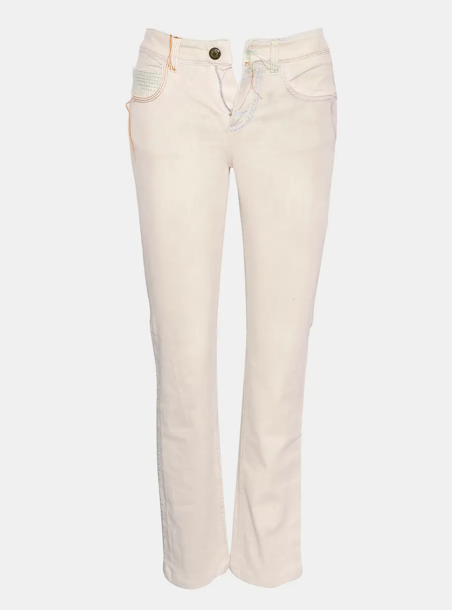 Chanel Beige Denim with Multicoloured Stitches FR 34