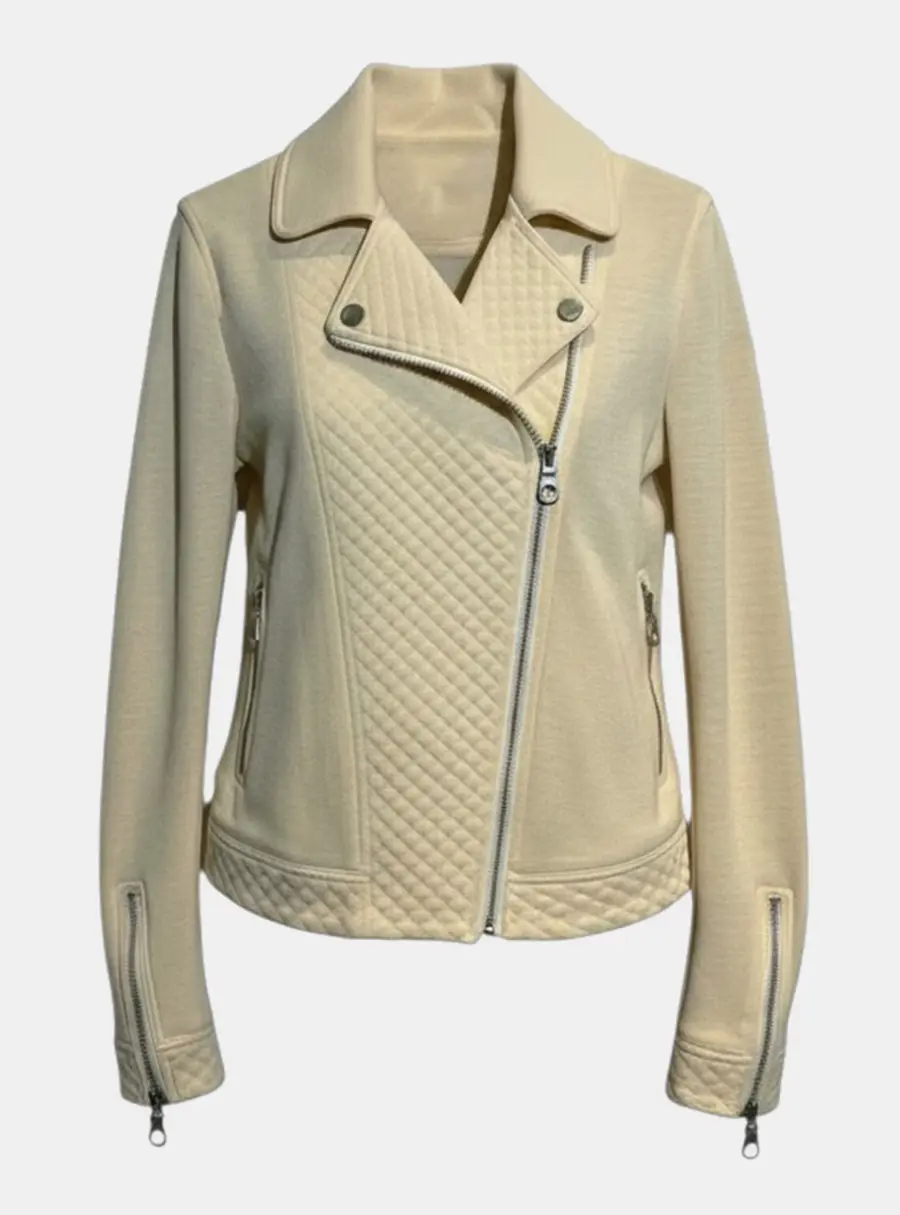 Chanel Cream Biker Cotton Jacket IT 36