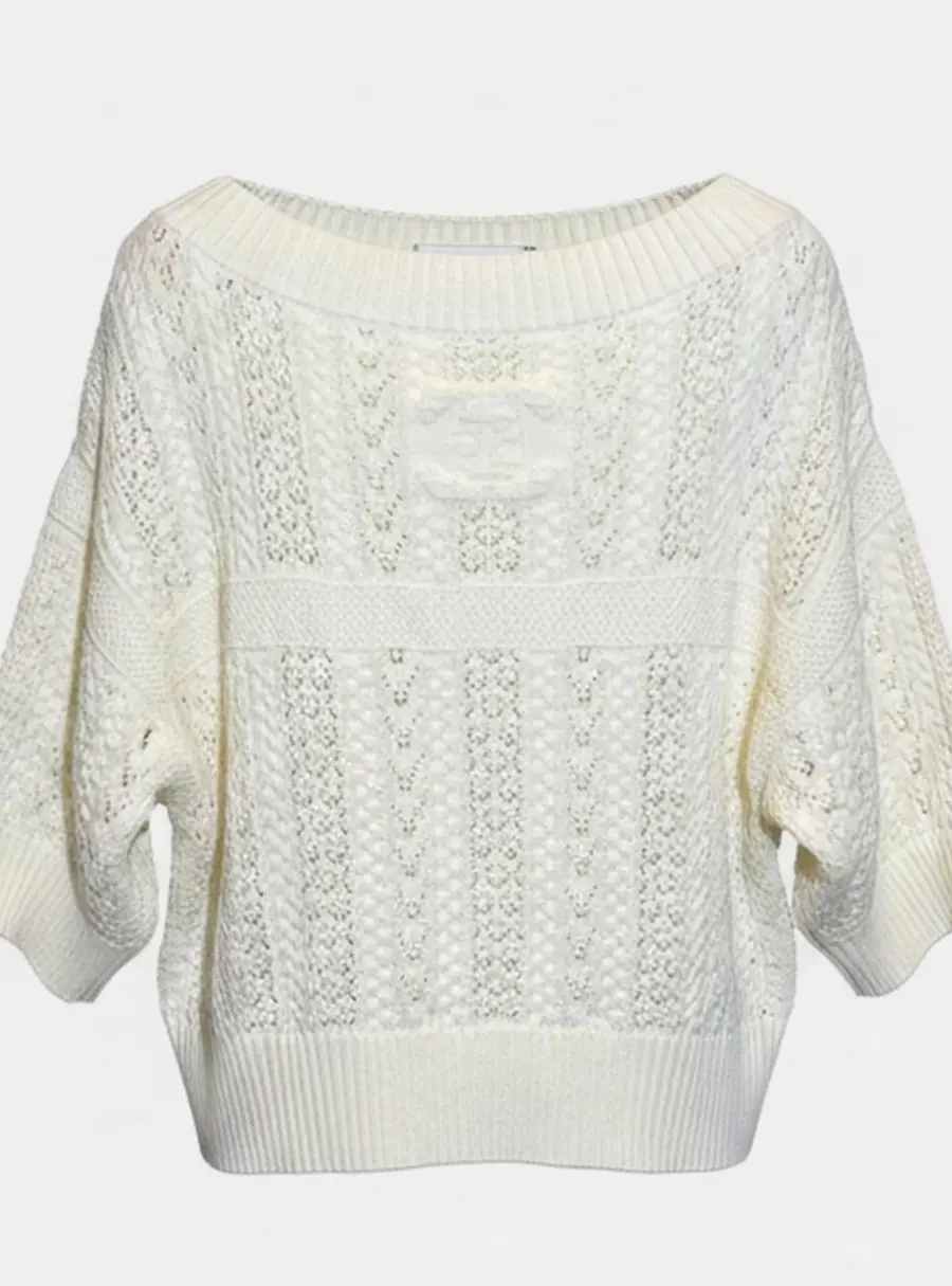 Chanel White Knitted Top FR 38