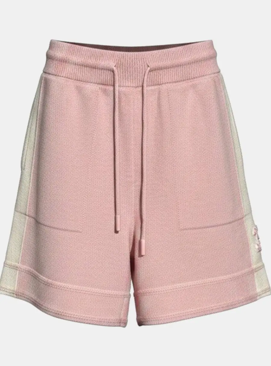 Chanel Pink Cashmere Knit CC Sequin Shorts Size S