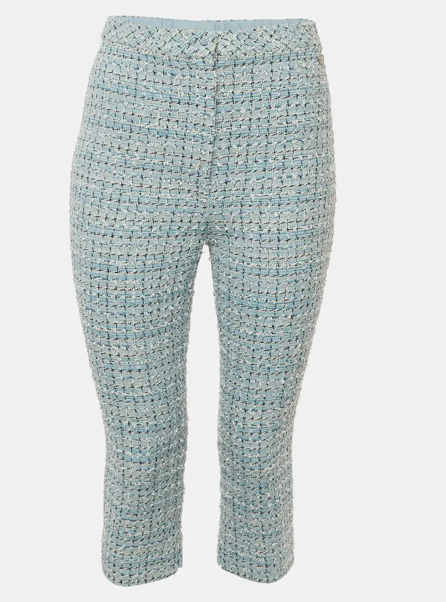 Chanel Blue Tweed Tapered Capri Pants S