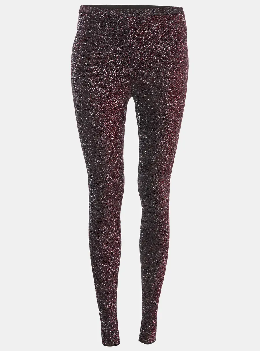 Chanel Purple Metallic Lurex Knit High Waisted Leggings S