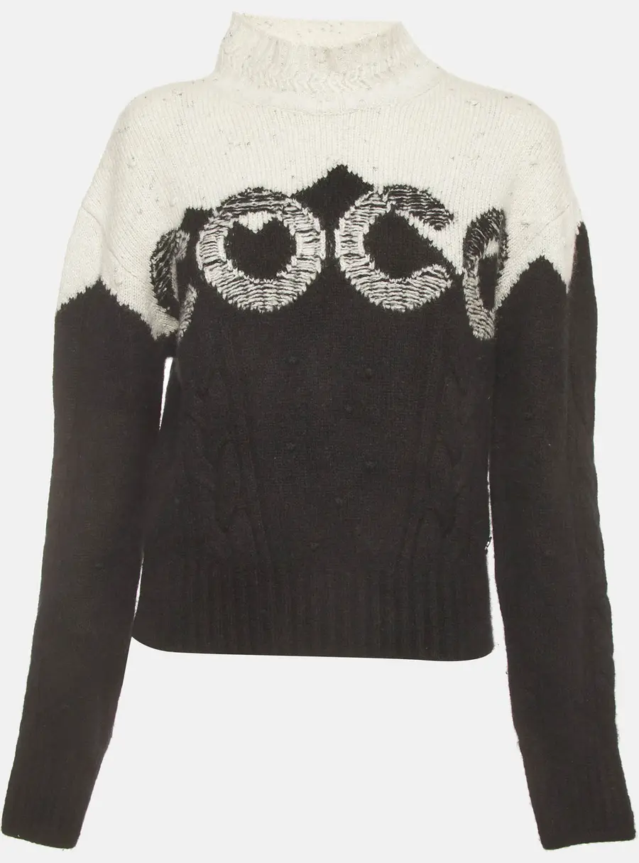 Chanel White/ Black Knit Long Sleeve Sweater M