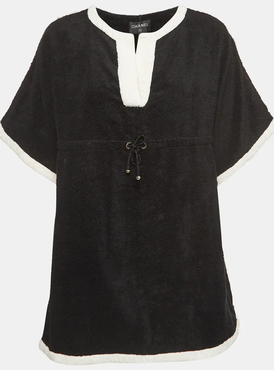 Chanel Black Terry Coco Beach Mini Cover-Up Dress S