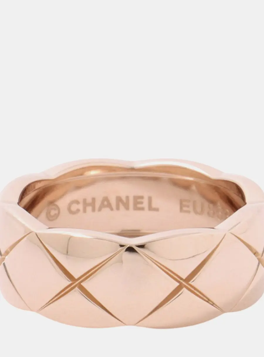 Chanel 18K Pink Gold Coco Crash Ring Size Medium