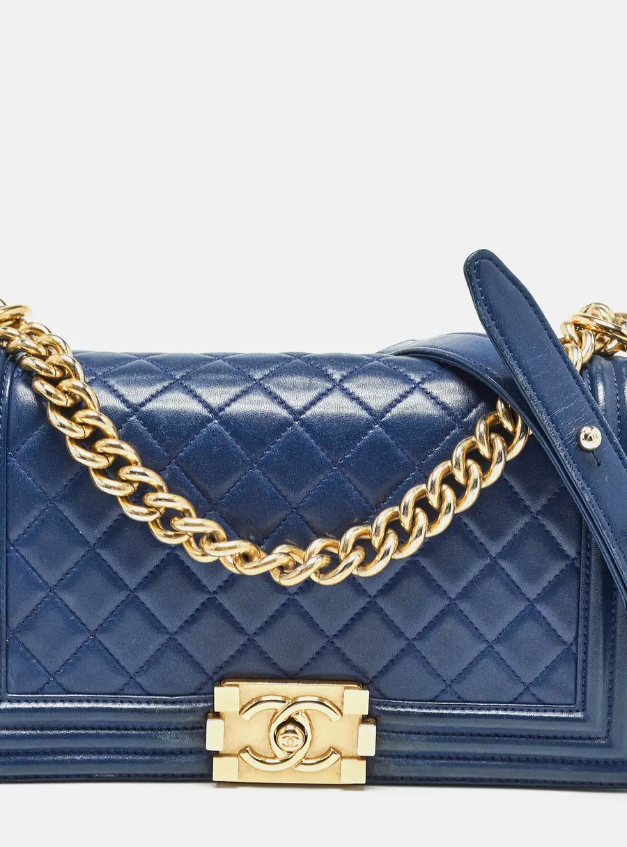 Chanel Blue Quilted Leather Medium Boy Flap Bag