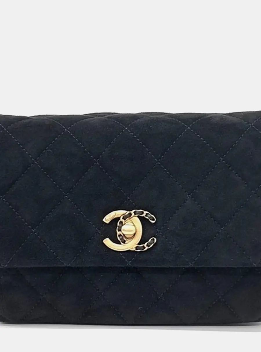 Chanel Classic Mini Black Suede Leather Shoulder Bag