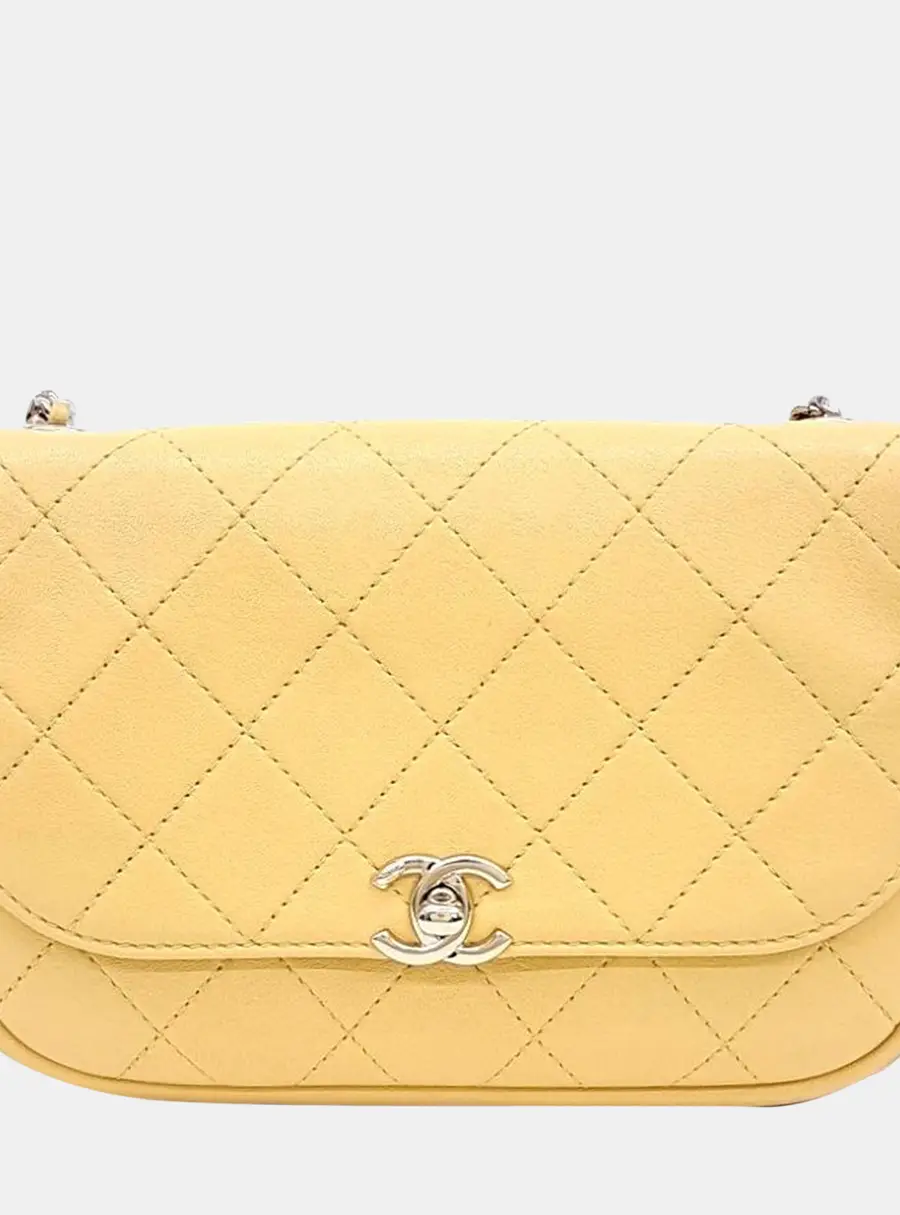 Chanel Casual Trip Small Yellow Calfskin Leather Flap Bag
