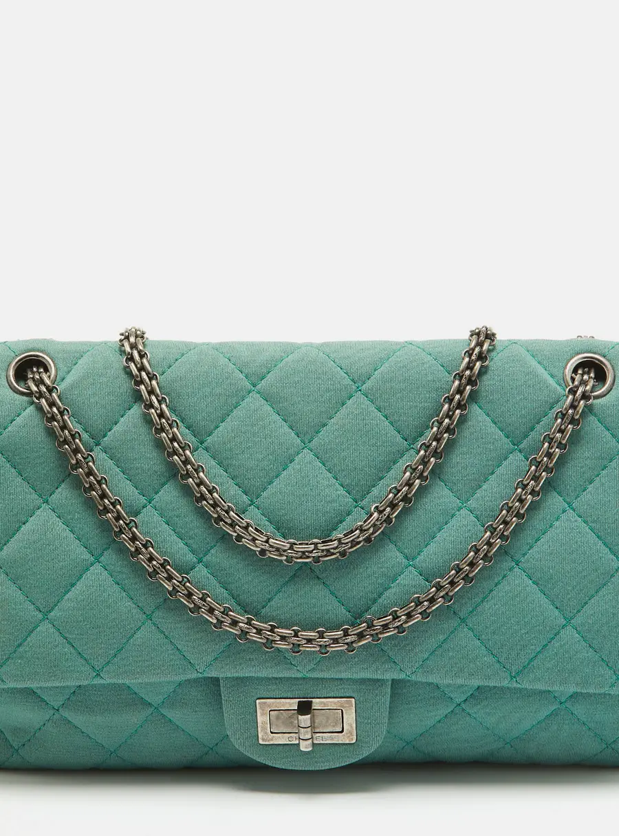 Chanel Light Green Jersey Classic 227 Reissue 2.55 Flap Bag