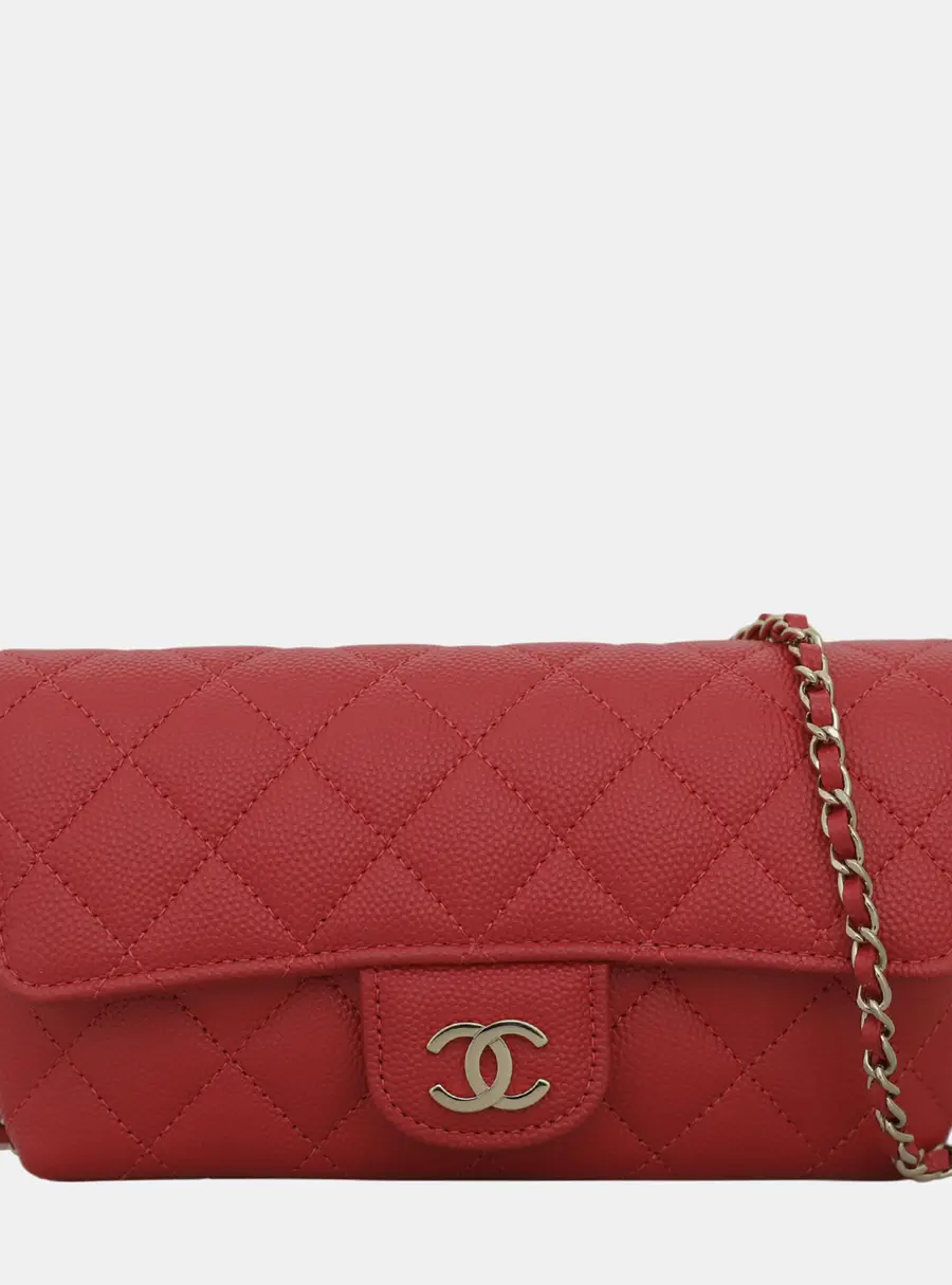 Chanel Classic Glasses Case Red Grained Calfskin Leather Shoulder Bag