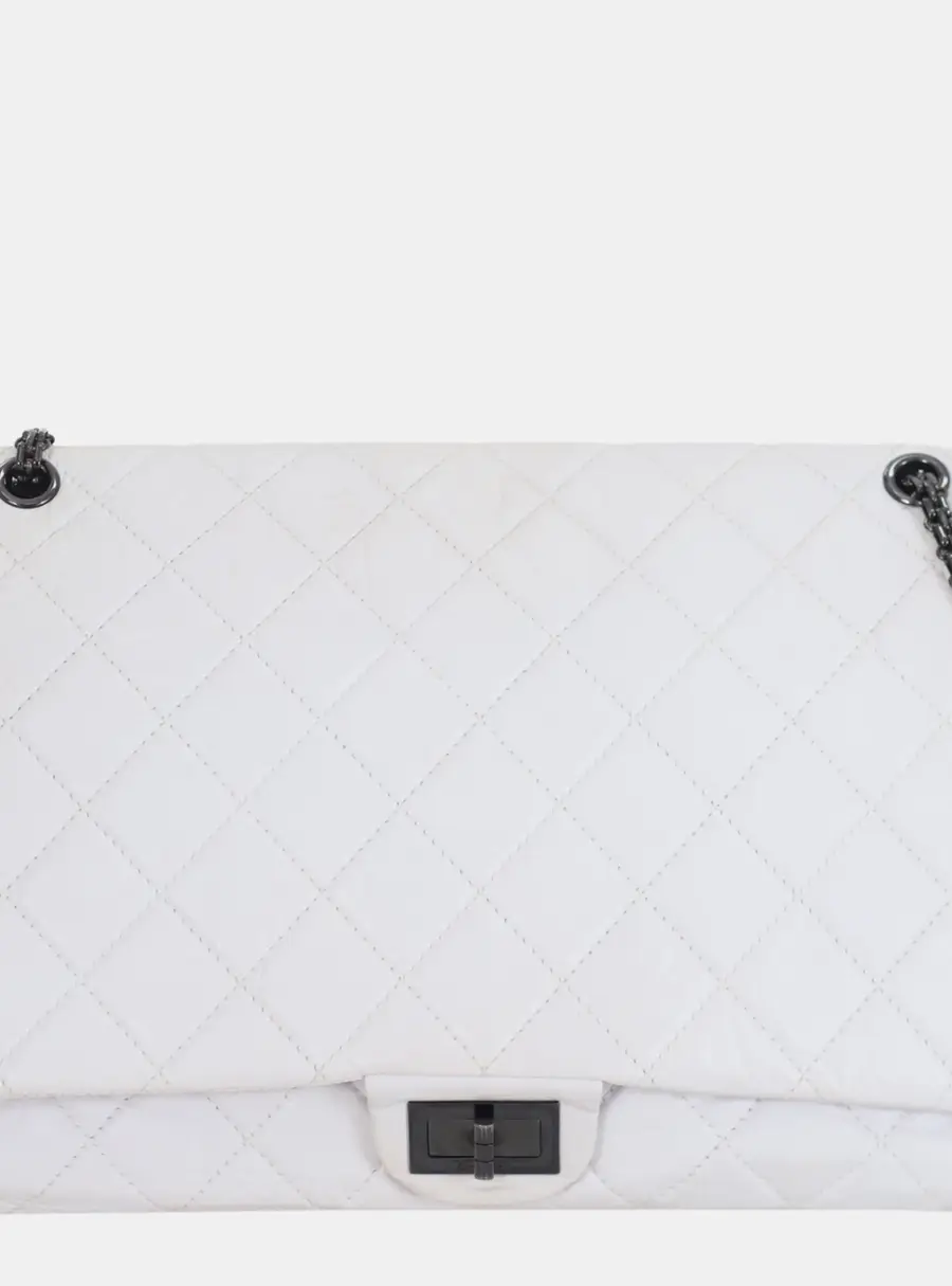 Chanel Reissue 2.55 227 White Aged Calfskin Leather Shoulder Bag