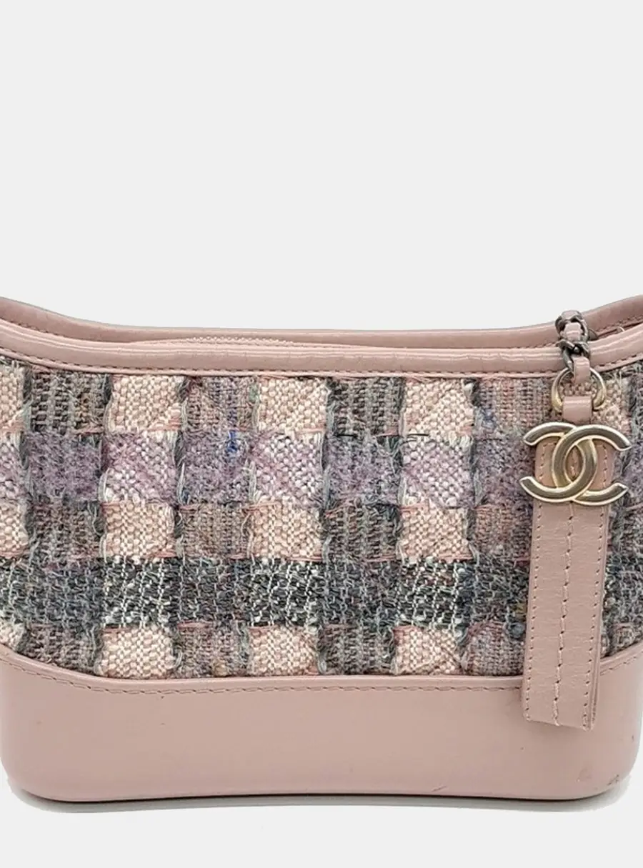 Chanel Gabrielle Small Hobo Pink Multi Tweed Calfskin Leather Shoulder Bag