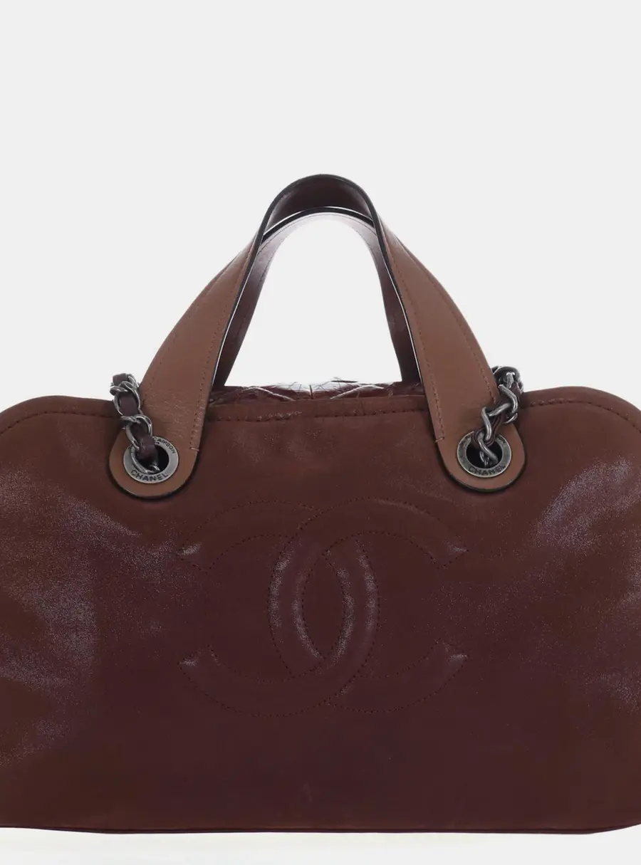 Chanel In The Mix Brown Glazed Calfskin Leather Top Handle Bag