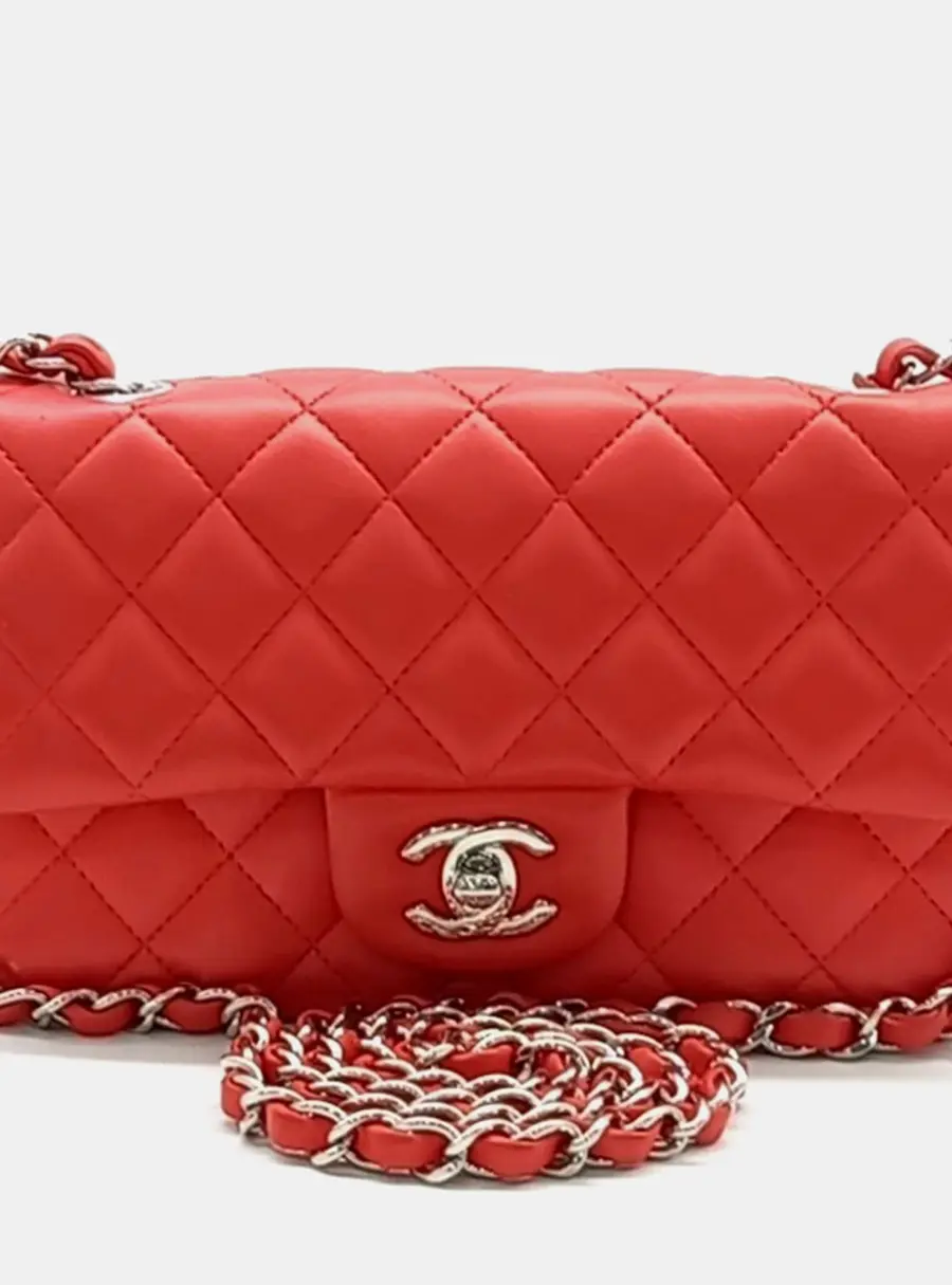 Chanel Classic Mini Red Lambskin Leather Crossbody Bag