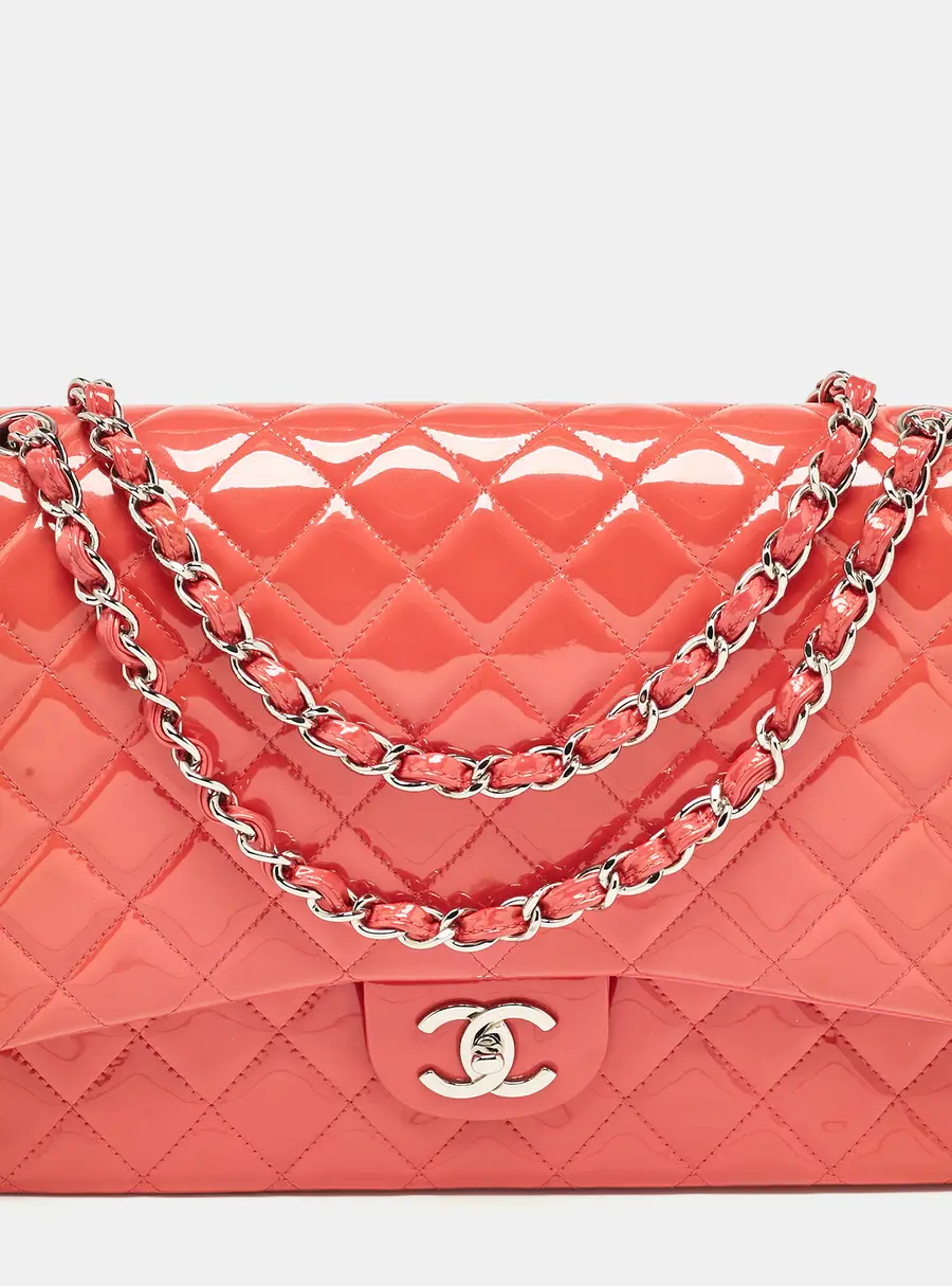 Chanel Classic Double Flap Pink Patent Leather Shoulder Bags