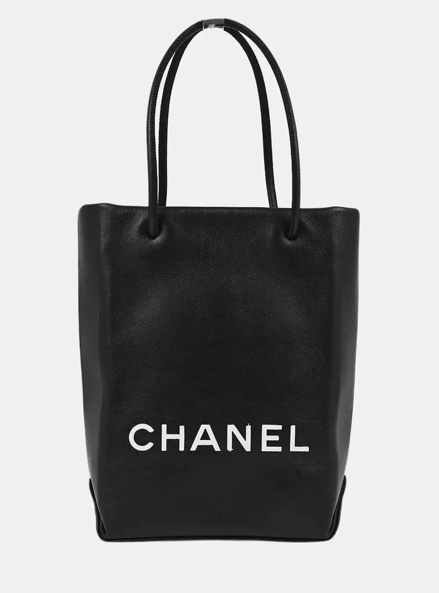 Chanel Essential Small Black Calfskin Leather Tote Bag