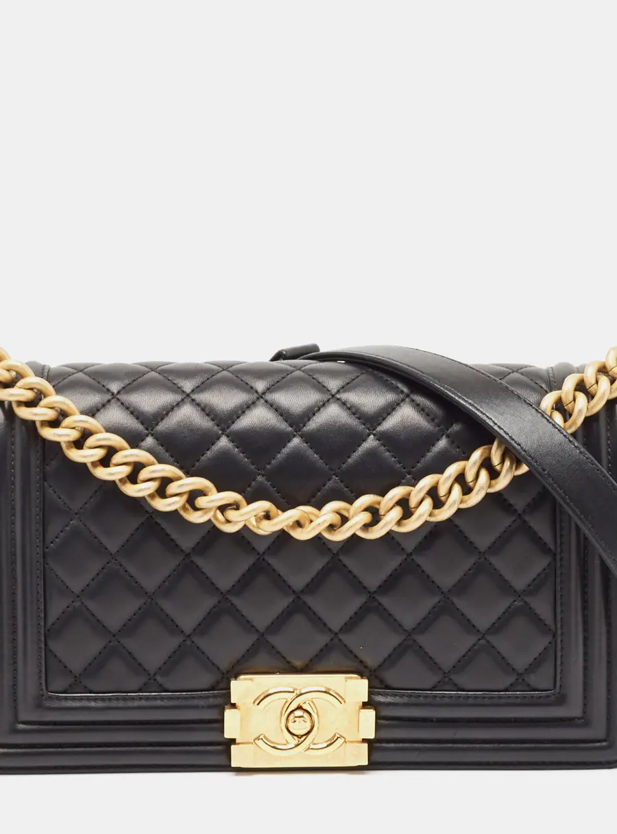 Chanel Boy Medium Black Leather Shoulder Bags