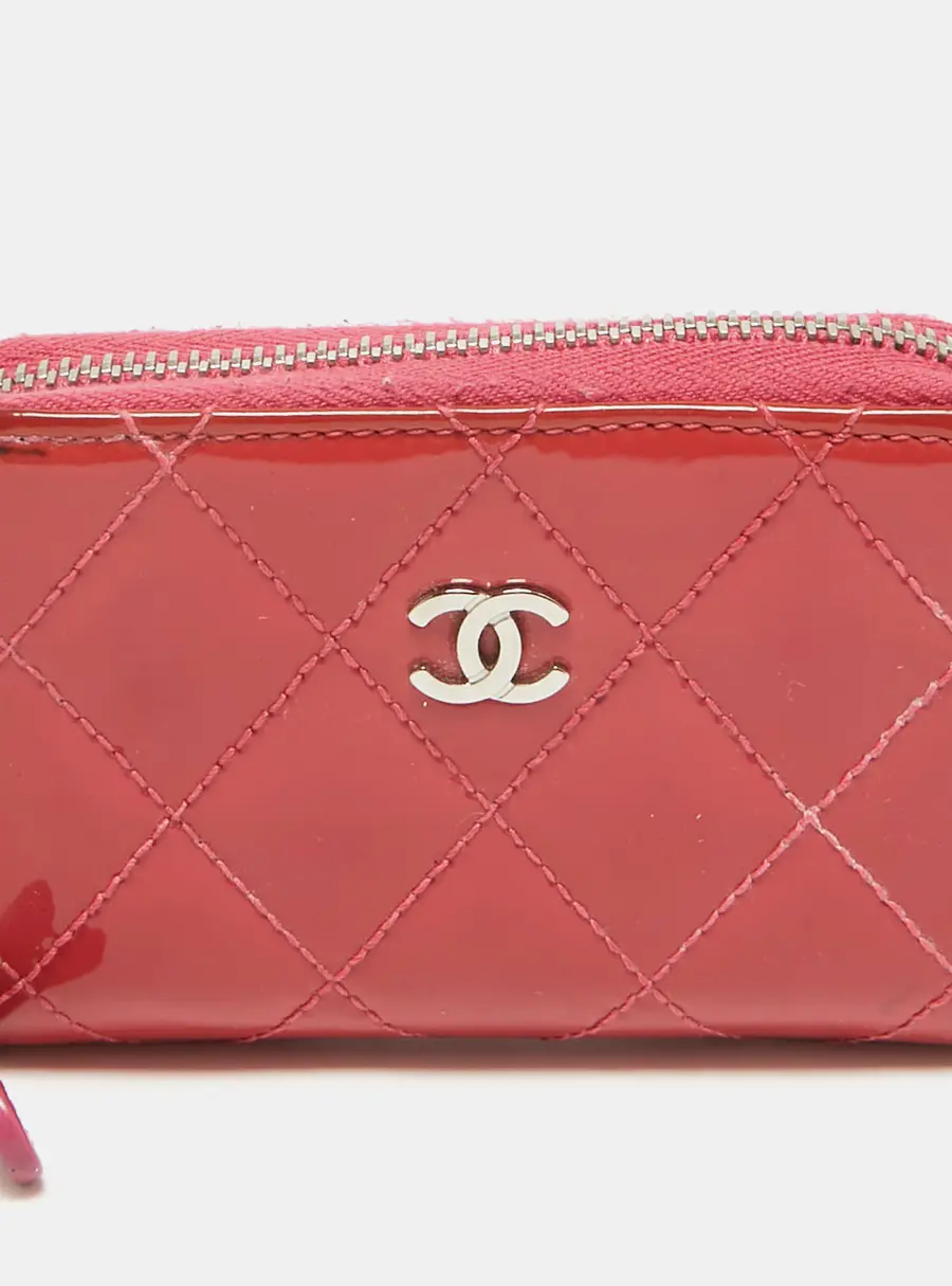 Chanel CC Pink Patent Leather and Leather Coin Purse