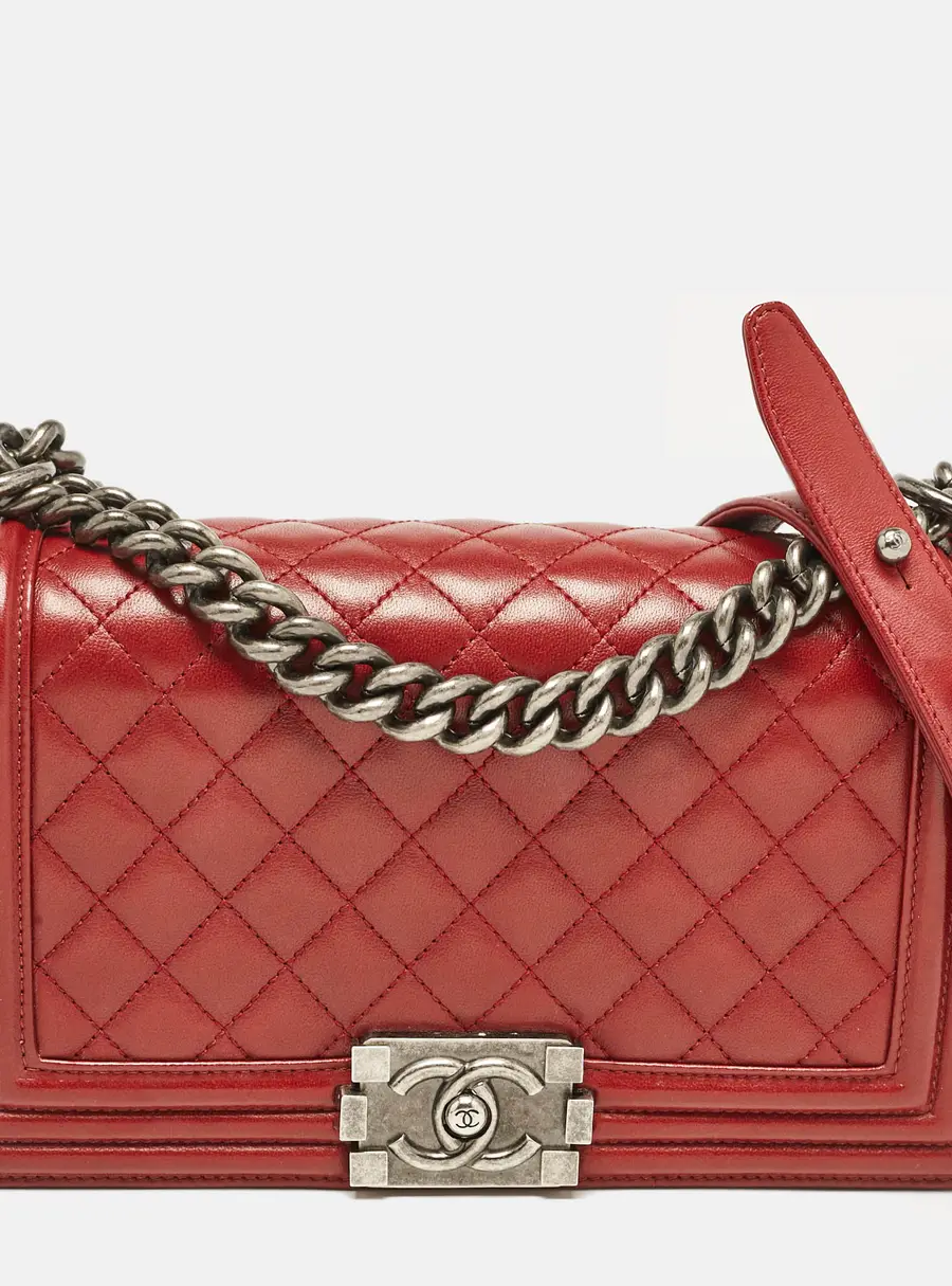 Chanel Boy Medium Red Leather Shoulder Bags