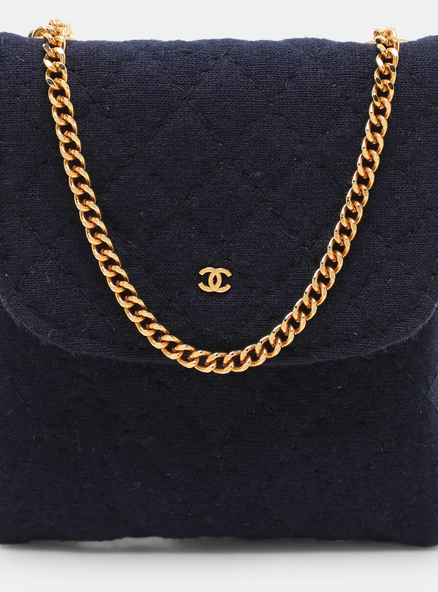 Chanel Blue Jersey Wallet On Chain