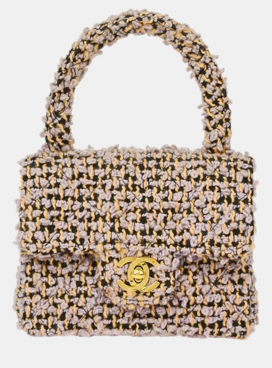 Chanel Mini Square Multicolor Tweed Top Handle Bag