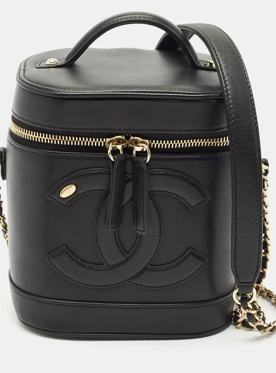 Chanel Black Leather CC Mania Vanity Bag