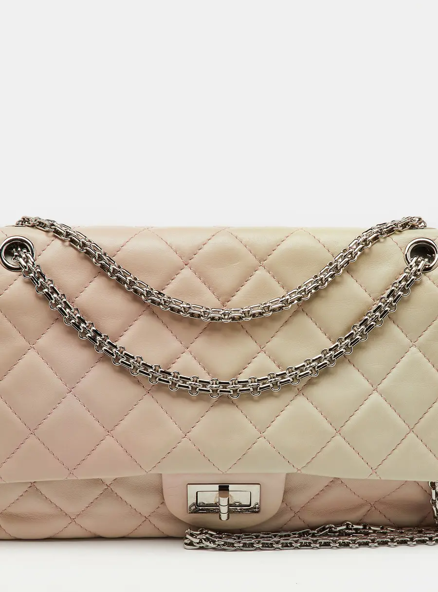 Chanel White/Pink Ombre Quilted Leather 2.55 Classic Reissue 277 Flap Bag