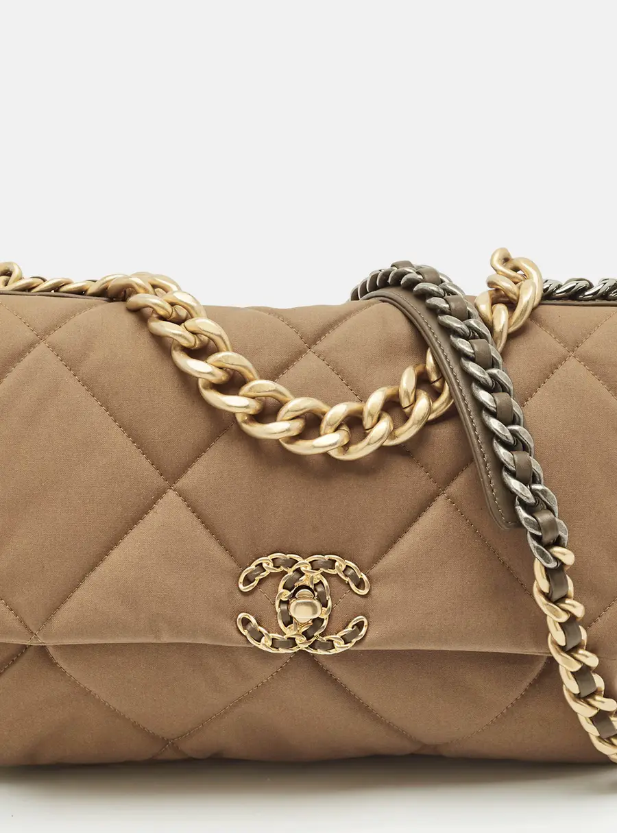 Chanel 19 Small Brown Nylon Shoulder Bags