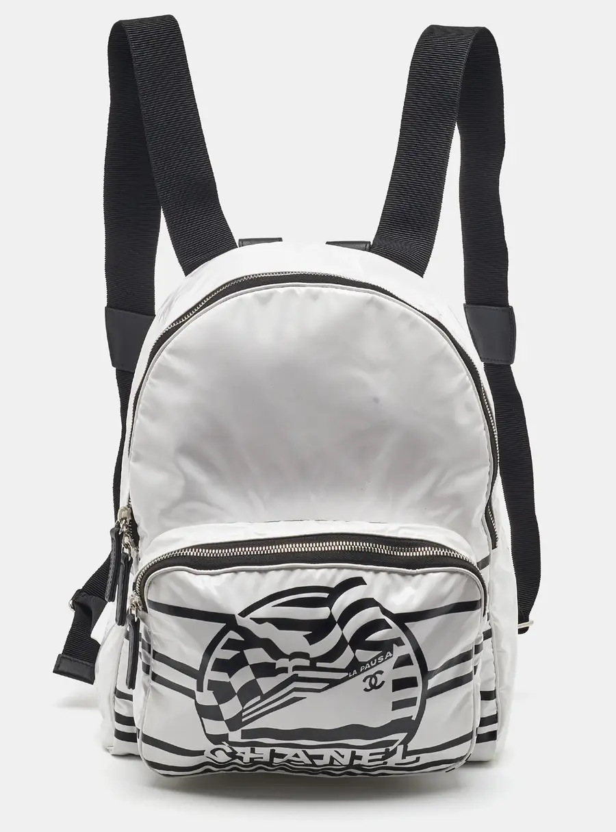 Chanel La Pausa Medium White Vinyl Backpacks