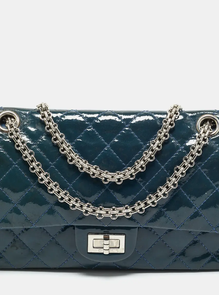 Chanel Blue Quilted Patent Leather 225 Reissue 2.55 Flap Bag