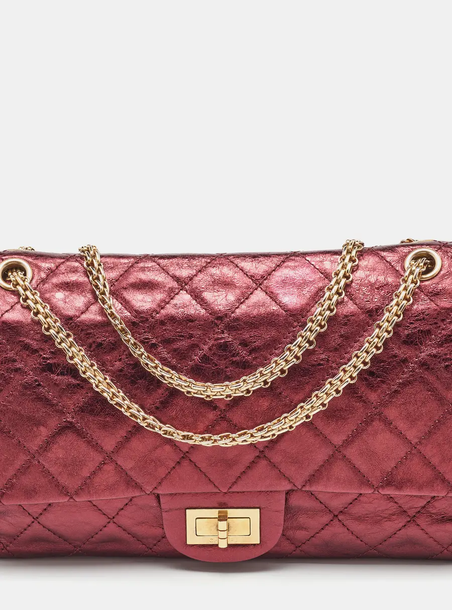 Chanel Metallic Burgundy Quilted Leather Classic 227 Reissue 2.55 Flap Bag