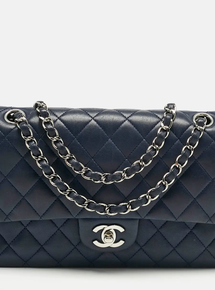 Chanel Navy Blue Quilted Leather Medium Classic Double Flap Bag