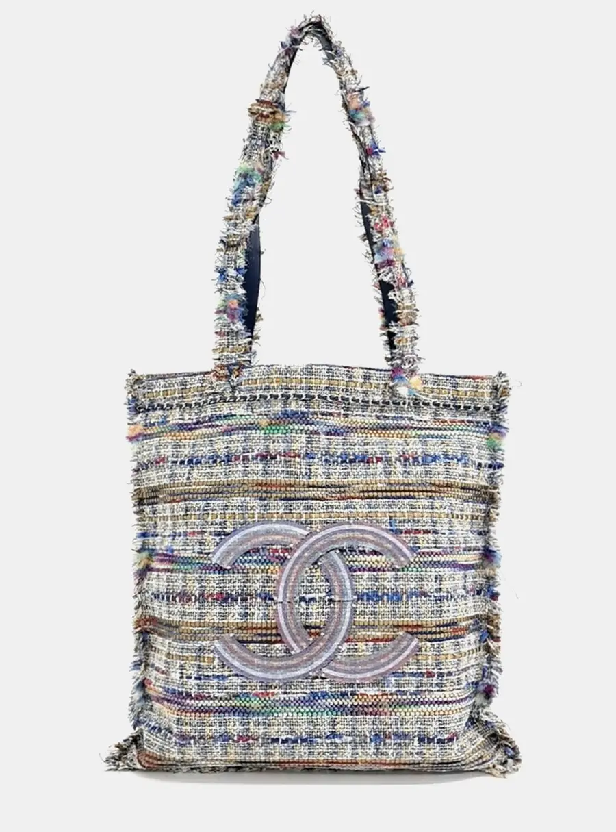 Chanel Deauville Multicolor Canvas Tweed Large Tote Bag