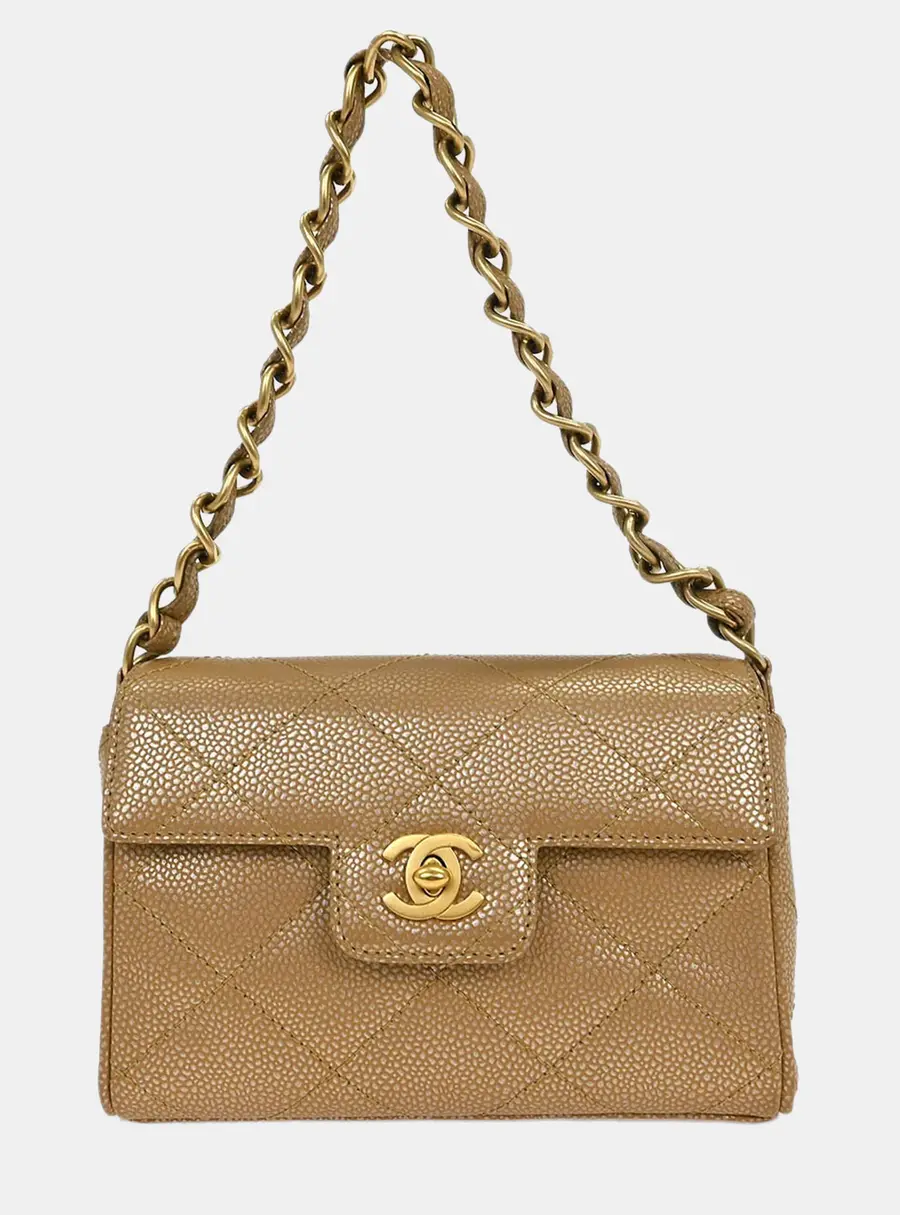 Chanel Classic Medium Beige Calfskin Leather Flap Bag