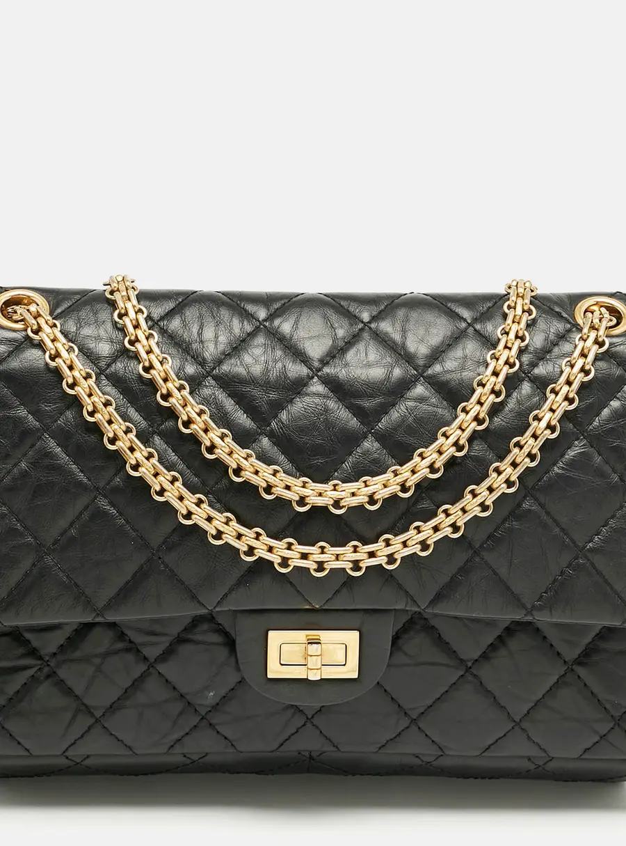 Chanel Black Quilted Aged Leather Classic 226 Reissue 2.55 Flap Bag