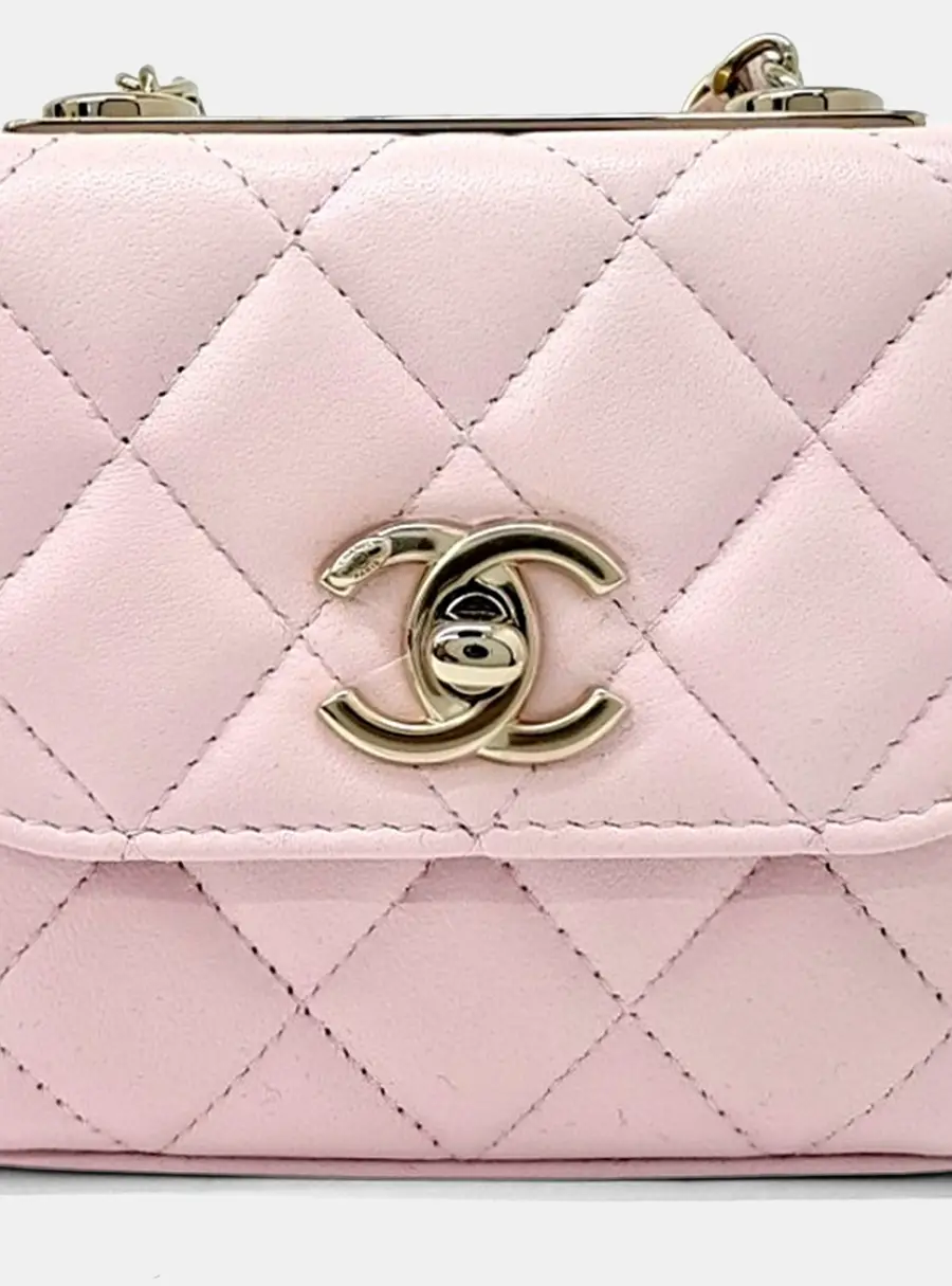 Chanel Trendy CC Mini Pink Lambskin Leather Clutch Bag