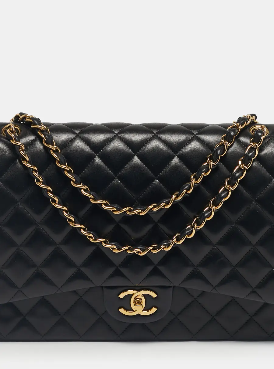 Chanel Black Quilted Leather Maxi Classic Double Flap Bag