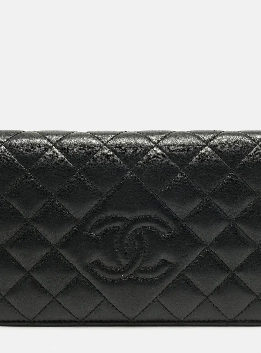 Chanel Black Quilted Leather CC Bifold Wallet